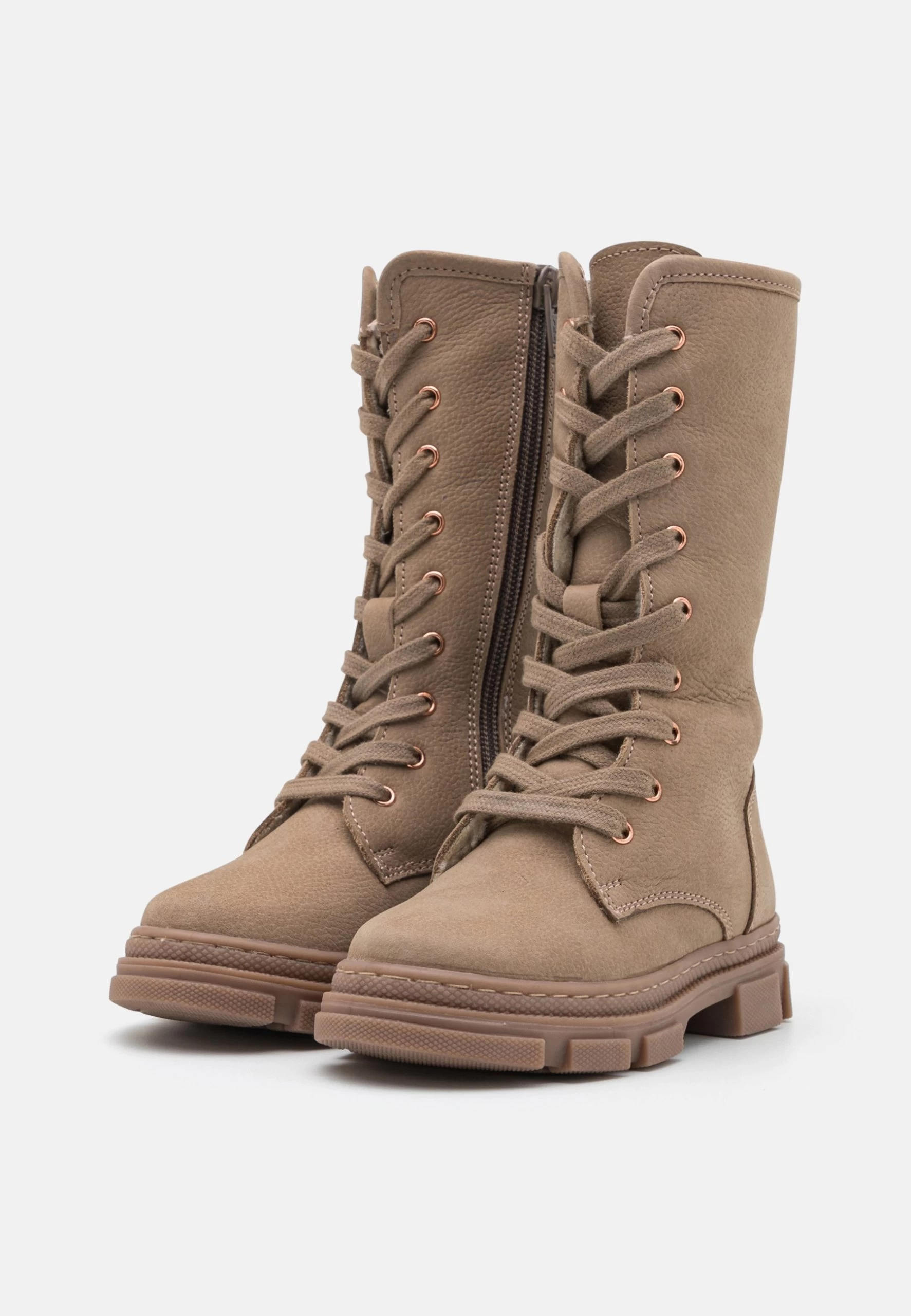 Friboo Leather - Veterlaarzen - Taupe 4 Friboo Leather - Veterlaarzen - Taupe - Afbeelding 2