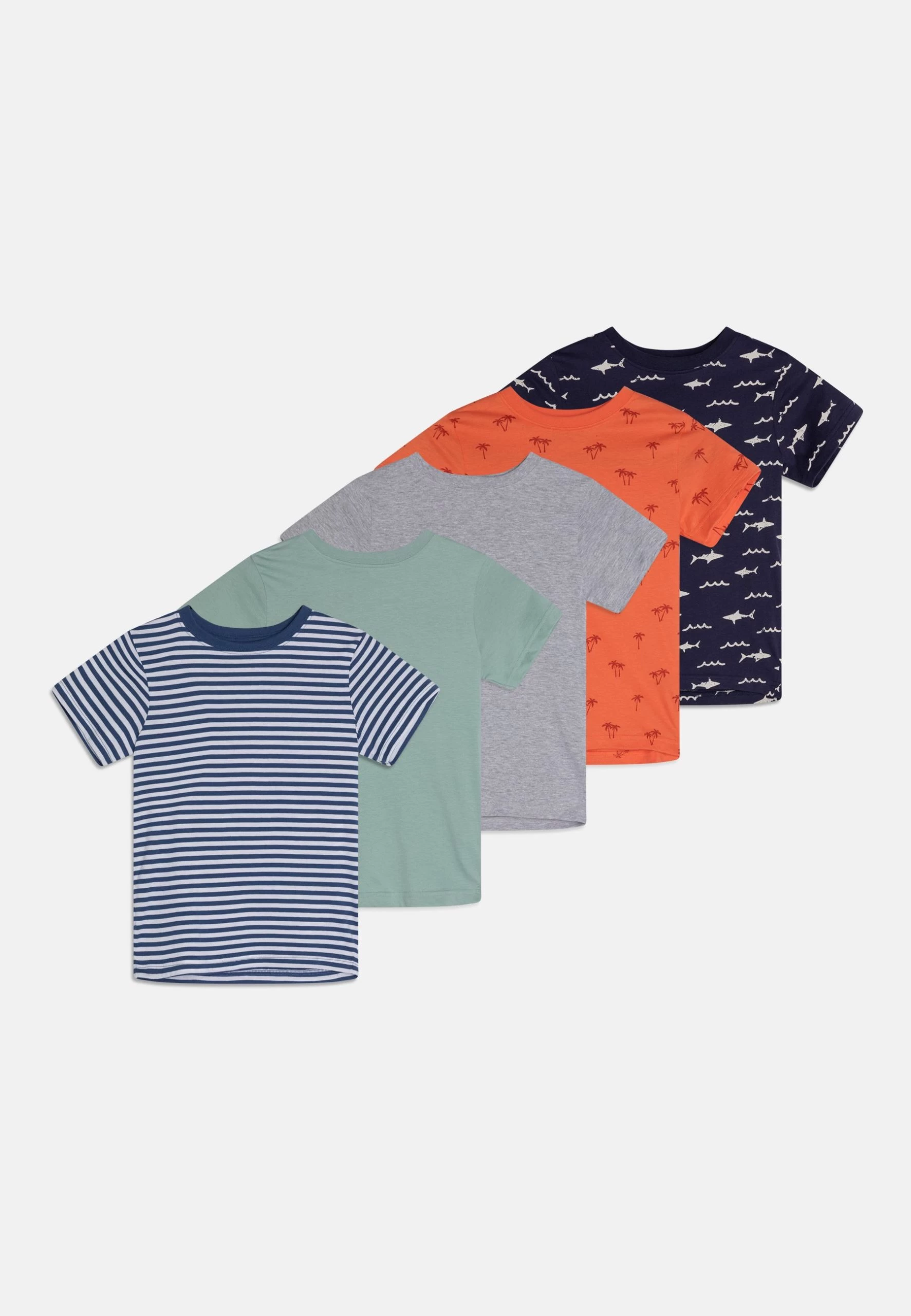 Friboo 5 Pack Unisex - T-Shirt Print - Multi-Coloured/Blue/White