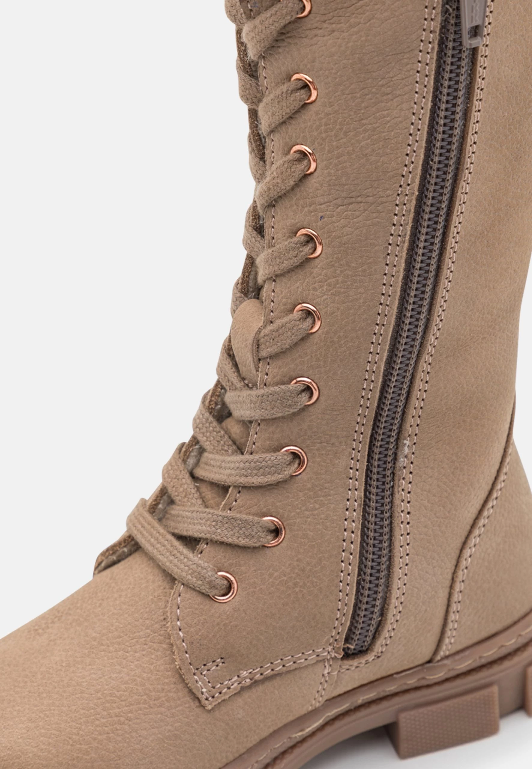 Friboo Leather - Veterlaarzen - Taupe 8 Friboo Leather - Veterlaarzen - Taupe - Afbeelding 6